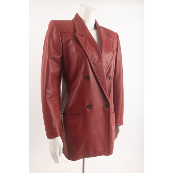 Gucci Womens Vintage Leather Jacket Blazer Red Sz 40 US S Small 1980s Excellent - Picture 2 of 6
